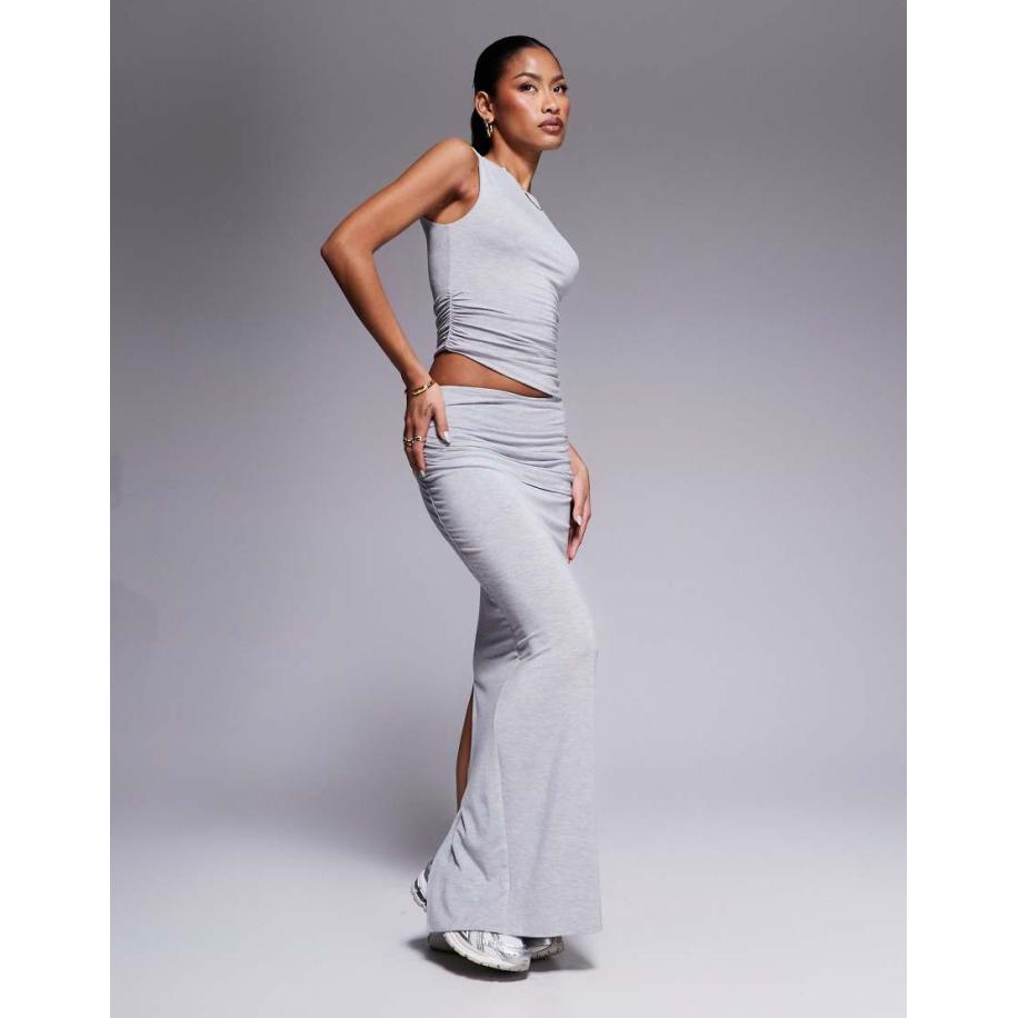 Wanderdoll Emma Mouwloze gerimpelde top van premium jersey in gemêleerd grijs, deel van co-ord set Grijs