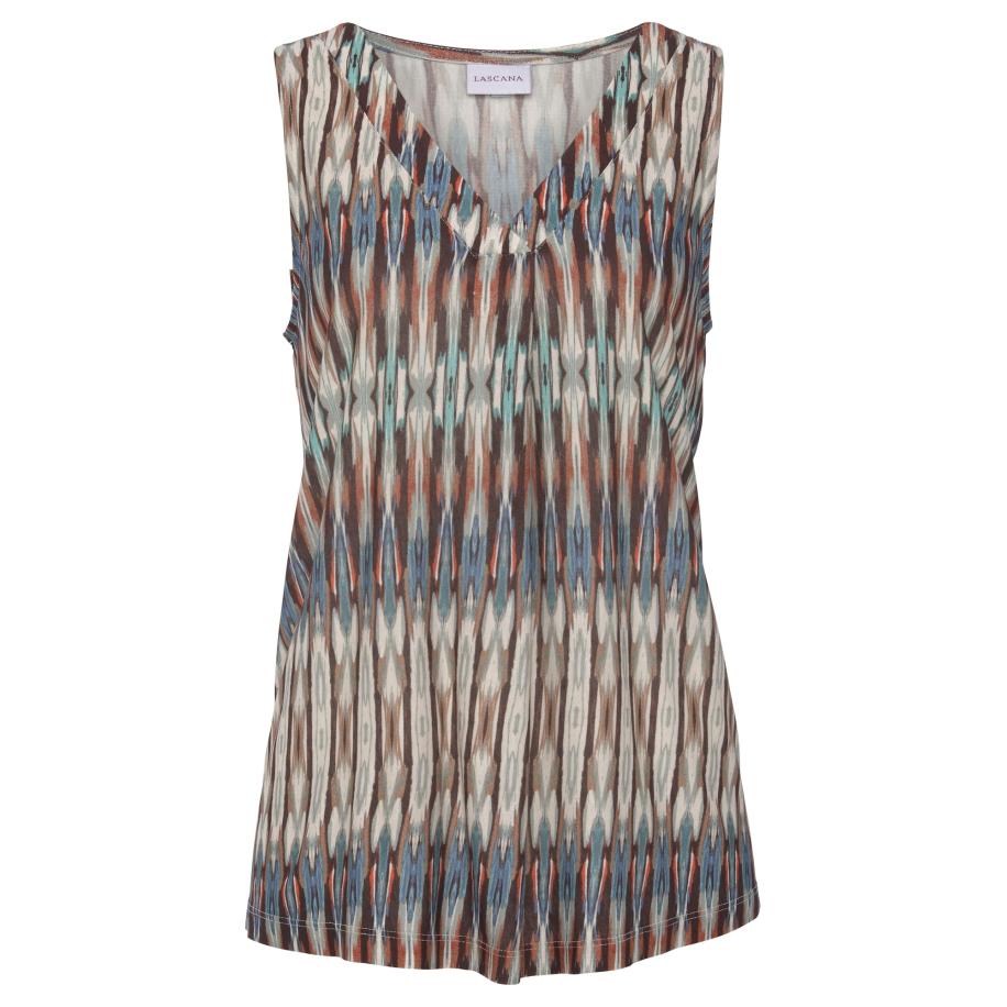 VIVANCE VIVANCE Top turquoise / duifblauw / bruin / grijs -