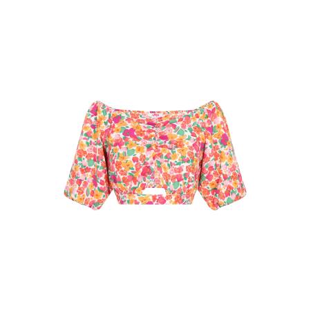 MYMO Blouse Spring Summer smaragd / oranje / pink / wit