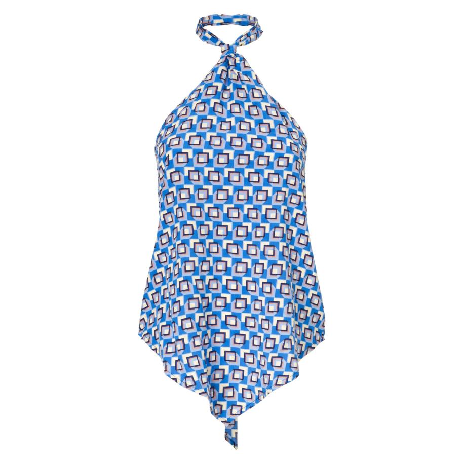 Influencer Top blauw / navy / oranje / wit Blauw