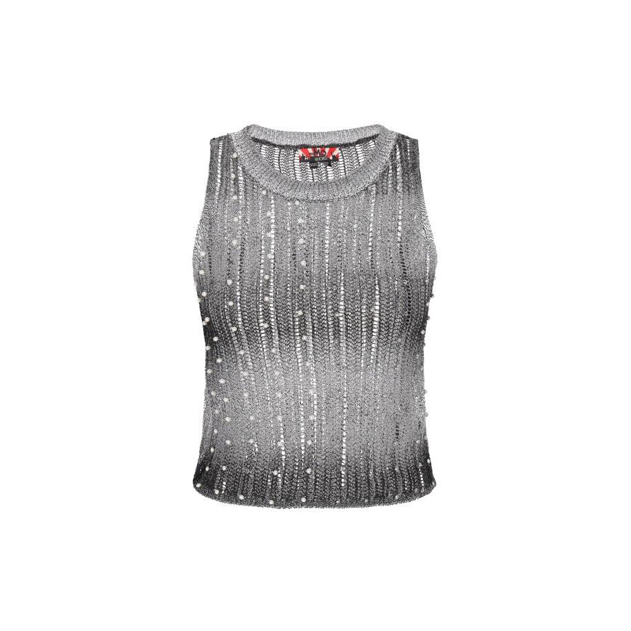 myMo ROCKS Gebreide top zilvergrijs / zwart Zwart