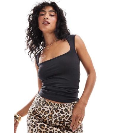 JJXX Top met vierkante hals in zwart met wassing