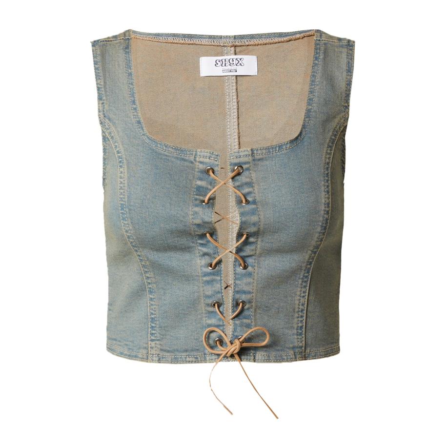 SHYX SHYX Top Iris beige / blauw denim -