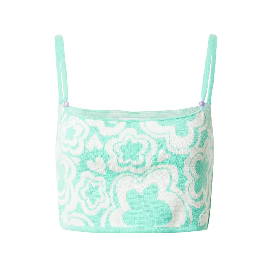 Vintage Supply Vintage Supply Gebreide top lichtgroen / wit -