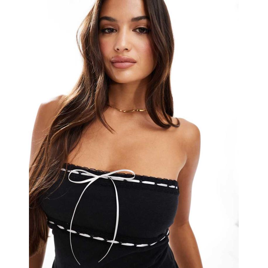 Cotton On Strapless crop top met strik-Zwart Zwart