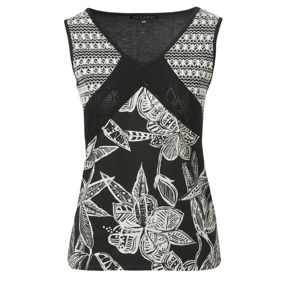 KOROSHI Top zwart / wit Zwart