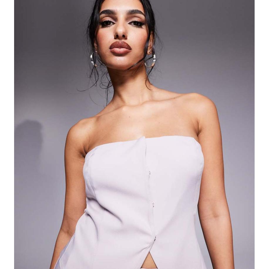 Kaiia Exclusives Elegante bandeau-top met split aan de voorkant in lichtgrijs, deel van co-ord set Grijs