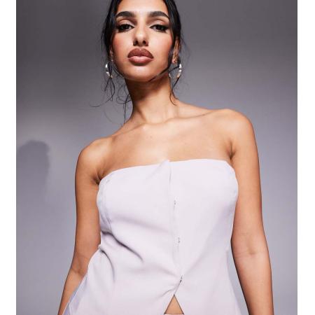 Kaiia Exclusives Elegante bandeau-top met split aan de voorkant in lichtgrijs, deel van co-ord set