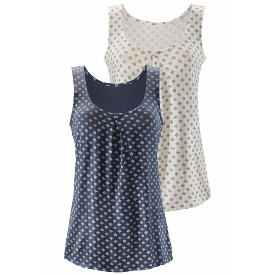 Lascana LASCANA Top smoky blue / natuurwit -