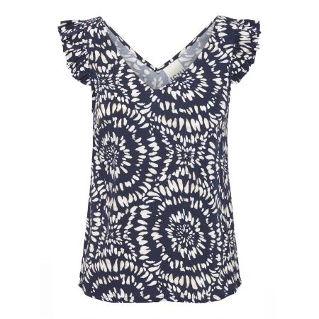 ICHI ICHI Top IHAYA lichtbeige / donkerblauw / wit