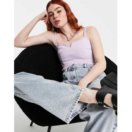 Topshop Top met inkeping in lila met wassing-Paars