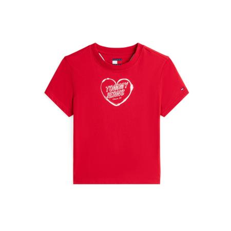 Tommy Jeans Shirt HEART rood / wit
