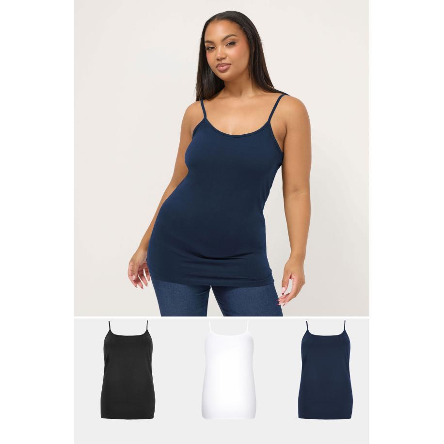 Yours Set Van 3 Paar Camitops In Zwart & Donkerblauwsize 44 Zwart