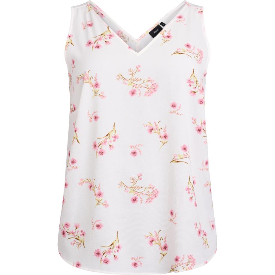 Zizzi Zizzi Top Caanni lichtbruin / grasgroen / rosa / wit -