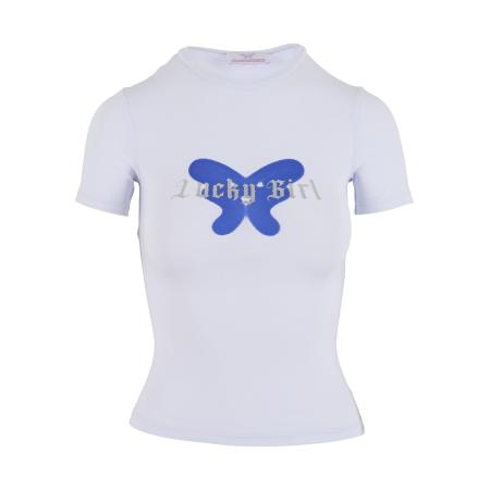 Felicious Shirt Lucky Girl azuur / zilver / wit