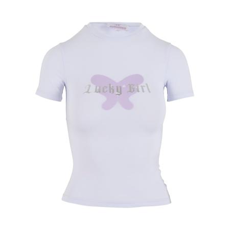 Felicious Shirt Lucky Girl lavendel / zilver / wit