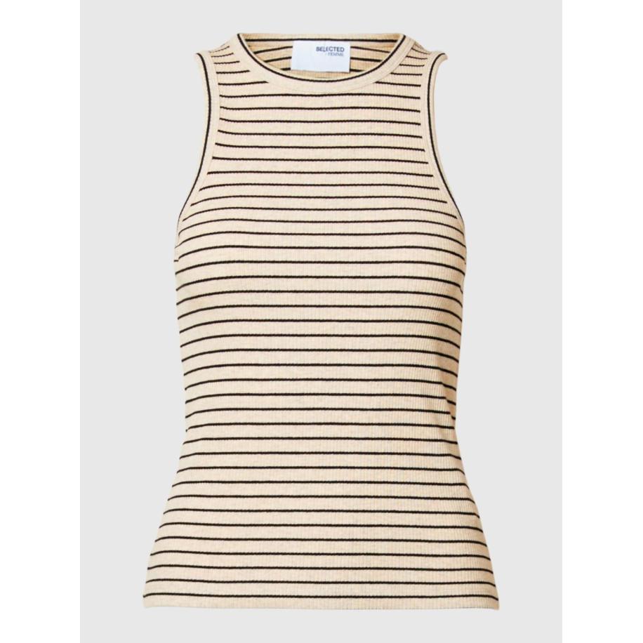 Selected SELECTED Top ANNA beige / zwart -