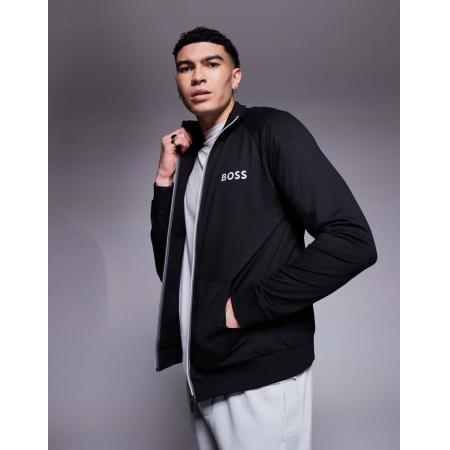 BOSS - Bodywear - Authentic - Regular-fit jack van sweatstof met ritssluiting in zwart