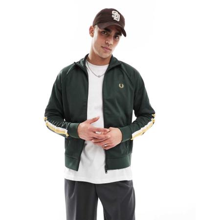 Fred Perry - Trainingsjack in groen met tweekleurige bies