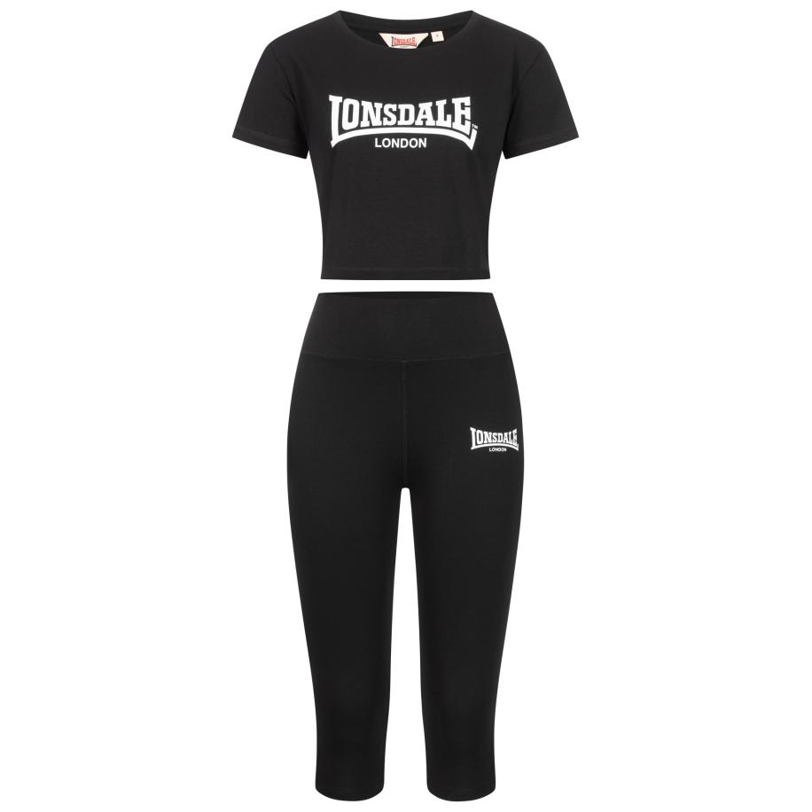 LONSDALE Trainingspak Ixworth zwart / wit Zwart