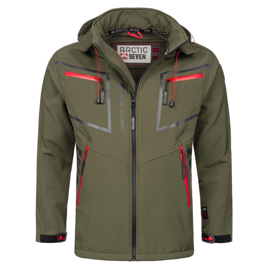 Arctic Seven Arctic Seven Functionele jas olijfgroen / neonrood / zwart -