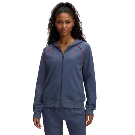 Under Armour Rival Tricot Trainingspak voor dames Downpour Grijs / Shaded Fuchsia / Shaded Fuchsia XL