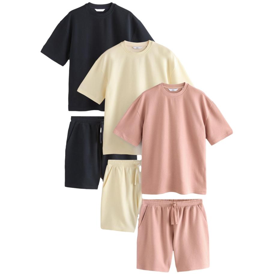 Next Next Joggingpak nachtblauw / lichtgeel / oudroze -