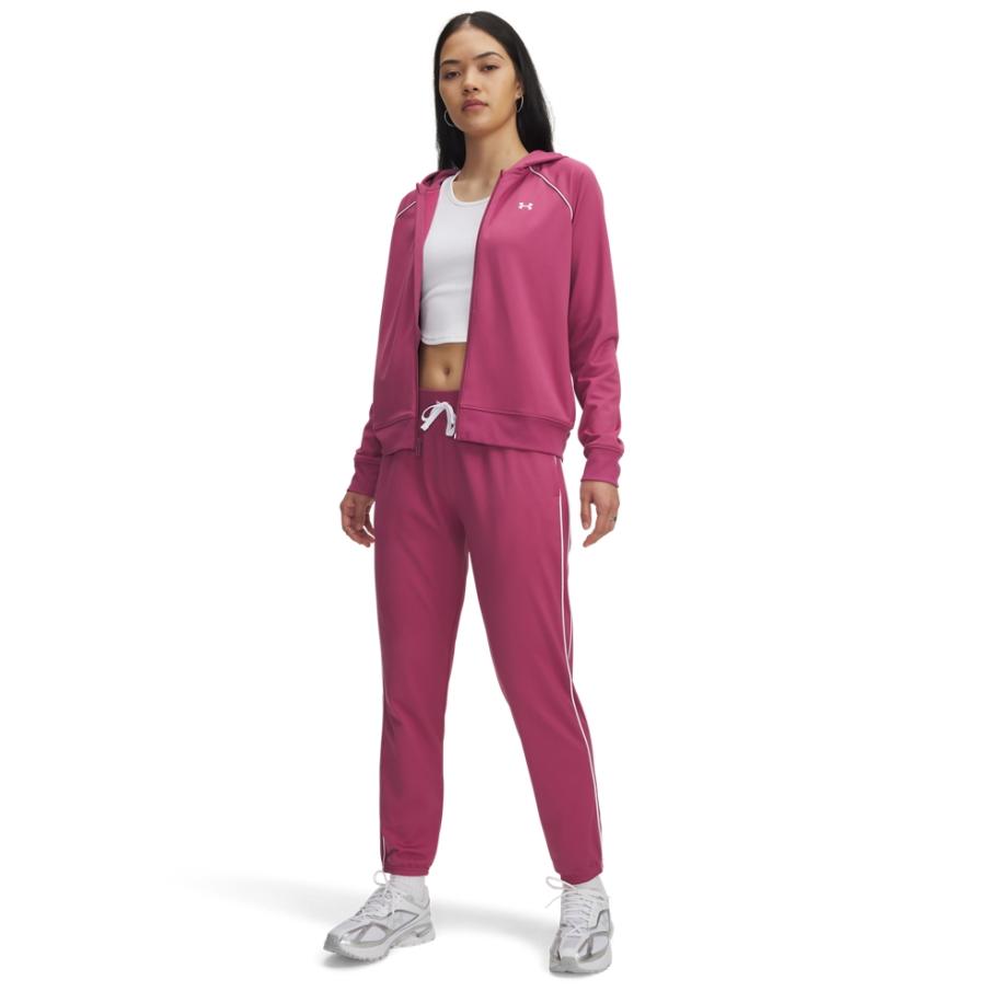Under Armour Rival Tricot Trainingspak voor dames Fuchsia Dusk / Wit / Wit M Rood