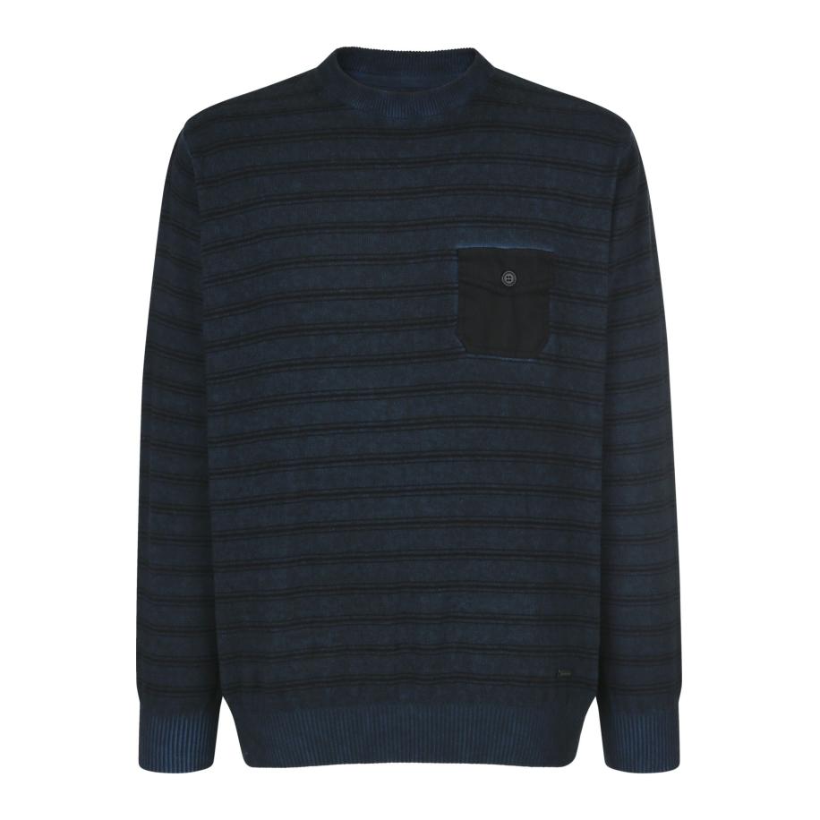 BABISTA Trui ronde halsdonkerblauw, Gestreept Blauw