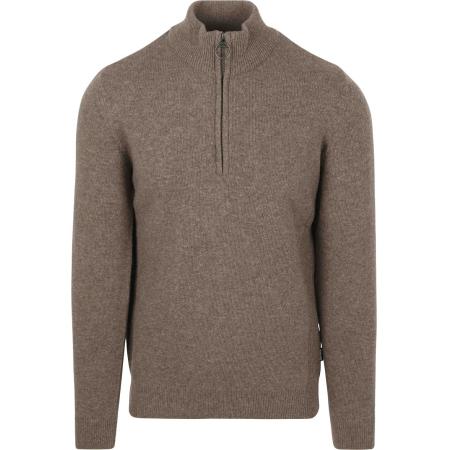 Barbour Half Zip Trui Wol Taupe