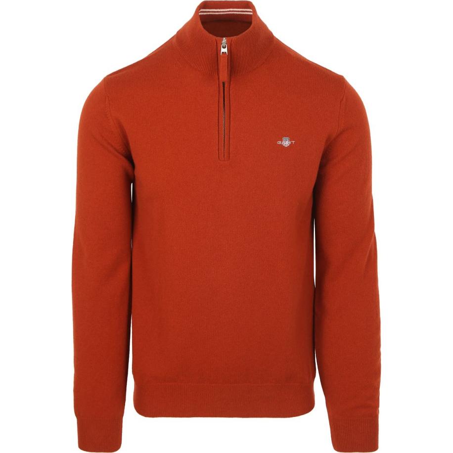 Gant Halfzip Wol Trui Logo Rust Oranje