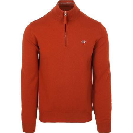 Gant Halfzip Wol Trui Logo Rust