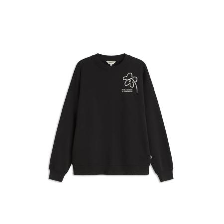 thinking mu Thinking MU Sweatshirt Flower Rope zwart / wit