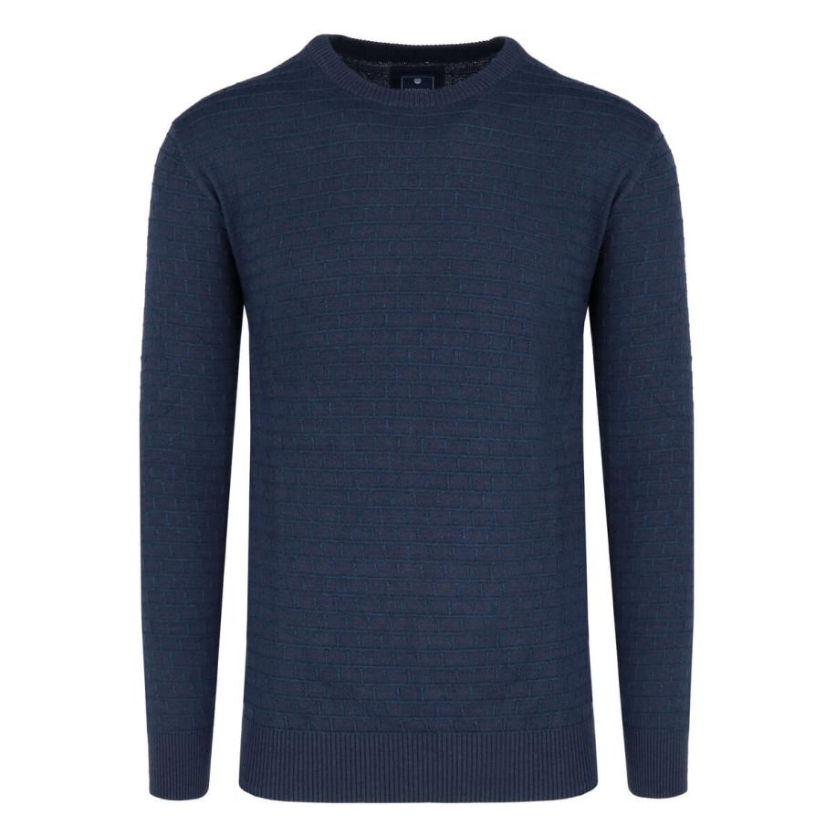 Redmond Trui ronde halsblauw, Effen Blauw