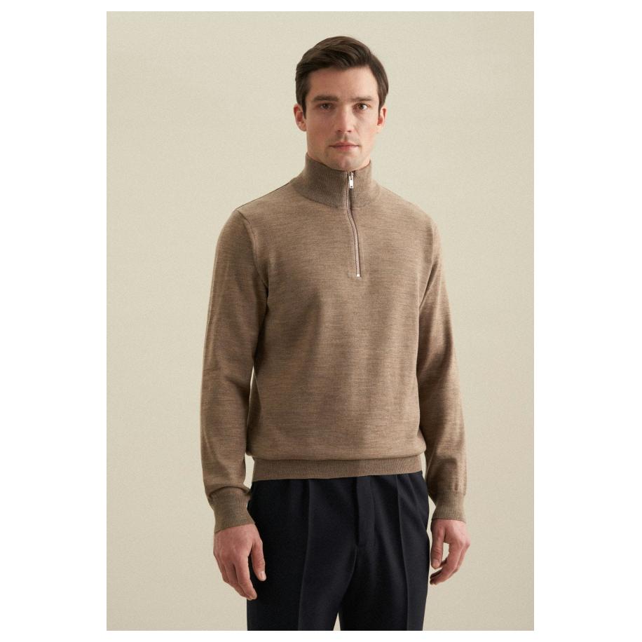 Seidensticker Trui ritssluitingbeige, Effen Bruin