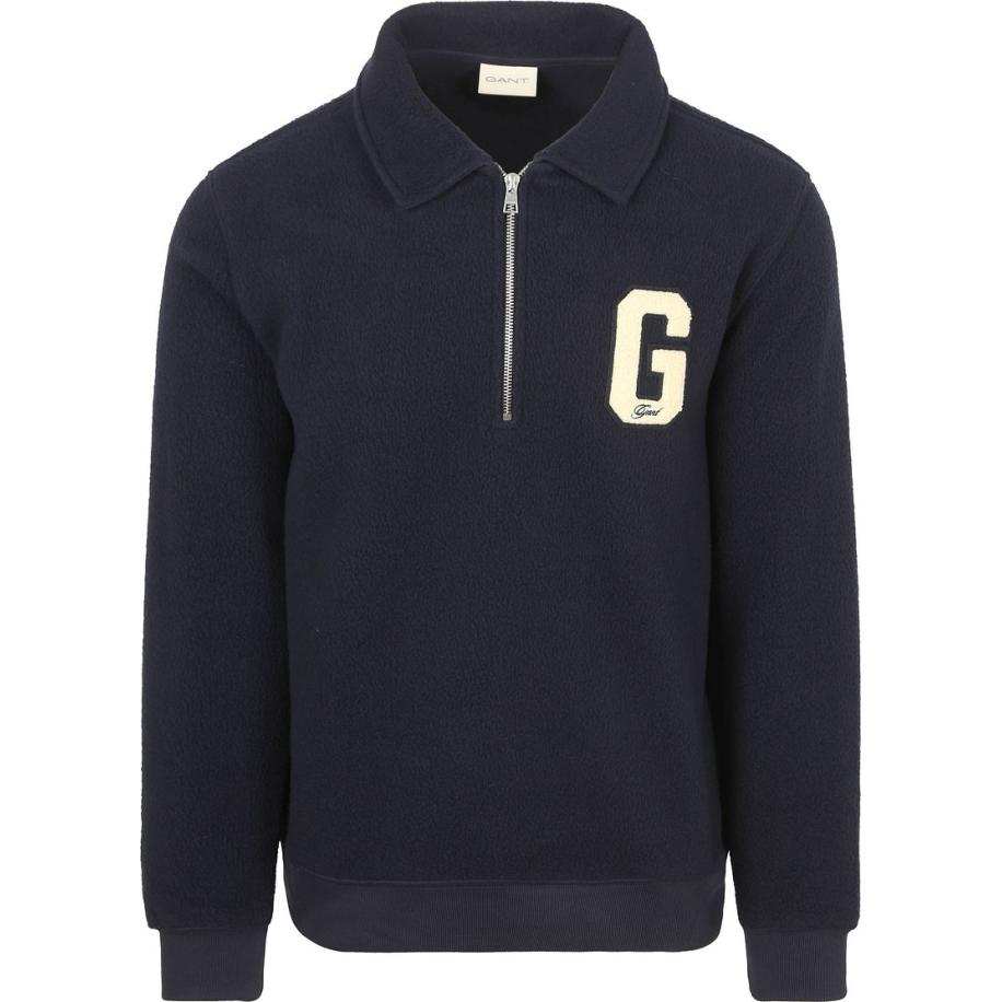 Gant Halfzip Trui Fleece Navy Blauw