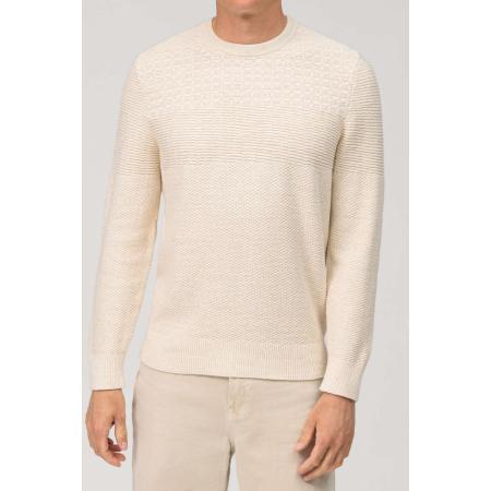 OLYMP Casual Trui ronde hals gebroken wit, Effen