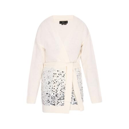 Faina faina Gebreid vest zilver / wolwit