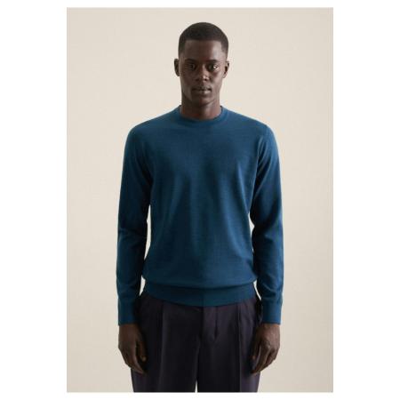 Seidensticker Trui ronde halsblauw, Effen