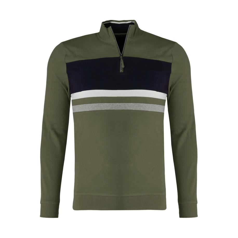 Marvelis Casual Trui ritssluiting blauw/groen/wit, Gestreept Multicolor