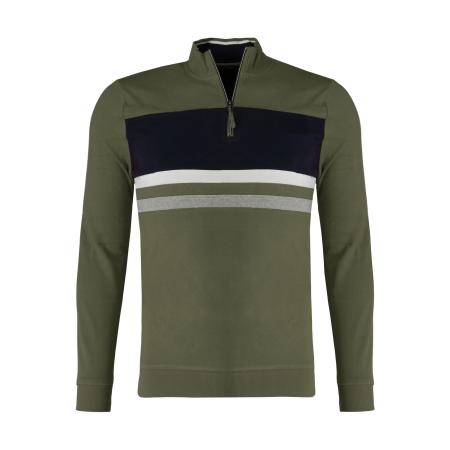 Marvelis Casual Trui ritssluiting blauw/groen/wit, Gestreept