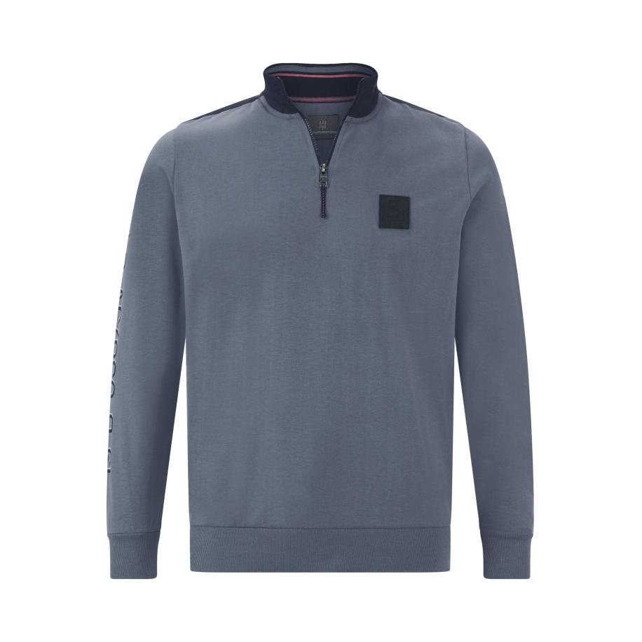 Jan Vanderstorm Sweatshirt ritssluitingblauw, Bedrukt -