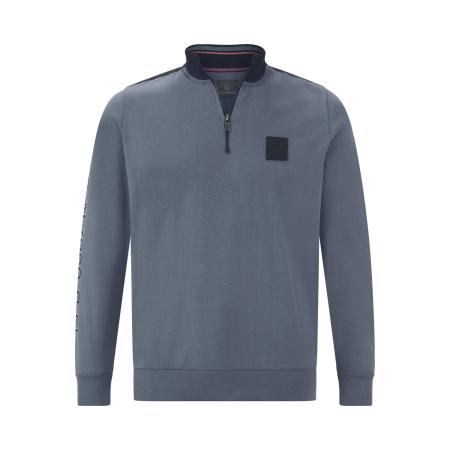 Jan Vanderstorm Sweatshirt ritssluitingblauw, Bedrukt