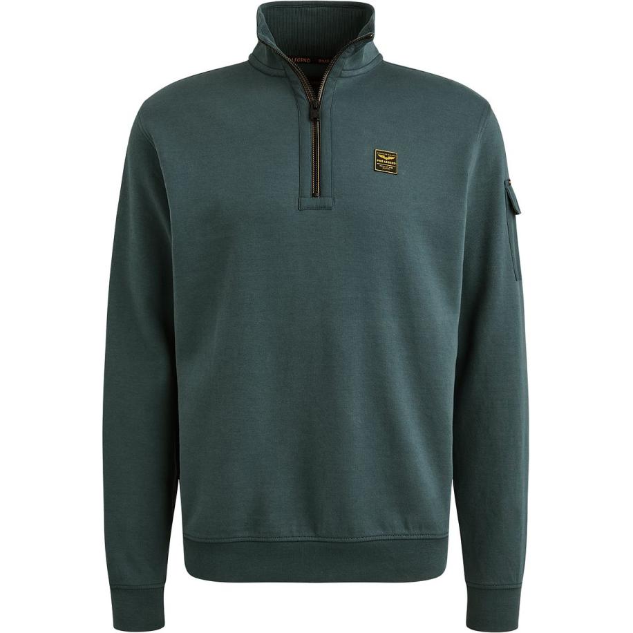 PME Legend Half Zip Trui Interlock Jersey Petrol Groen