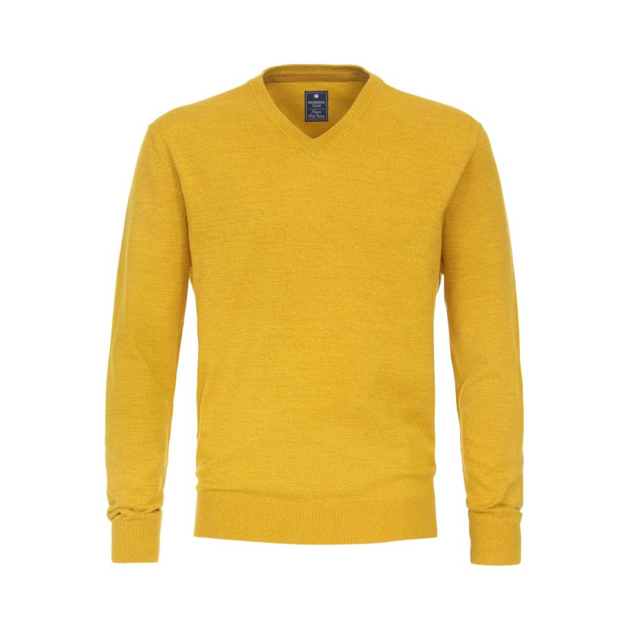 Redmond Casual Trui V-hals geel, Effen Geel