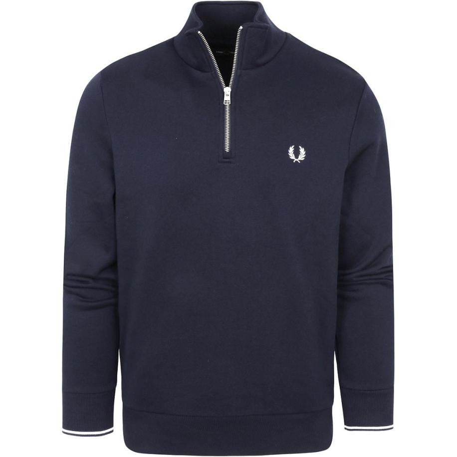 Fred Perry Half Zip Trui Navy Blauw Blauw