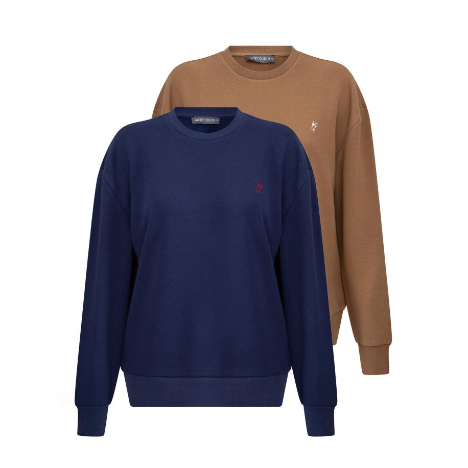 Jacey Quinn Jacey Quinn Sweatshirt donkerblauw / lichtbruin / rood / wit -