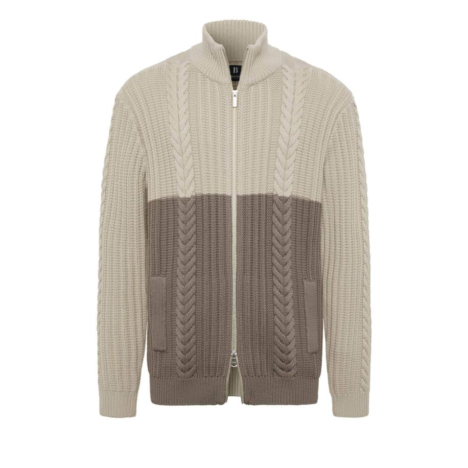 Boggi Milano Boggi Milano Gebreid vest Two-Tone crème / mokka -