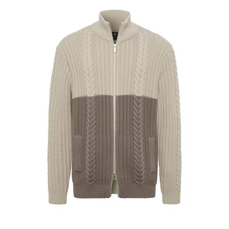 Boggi Milano Boggi Milano Gebreid vest Two-Tone crème / mokka