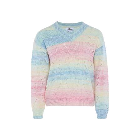 Sidona Sidona Trui turquoise / lichtgeel / rosa
